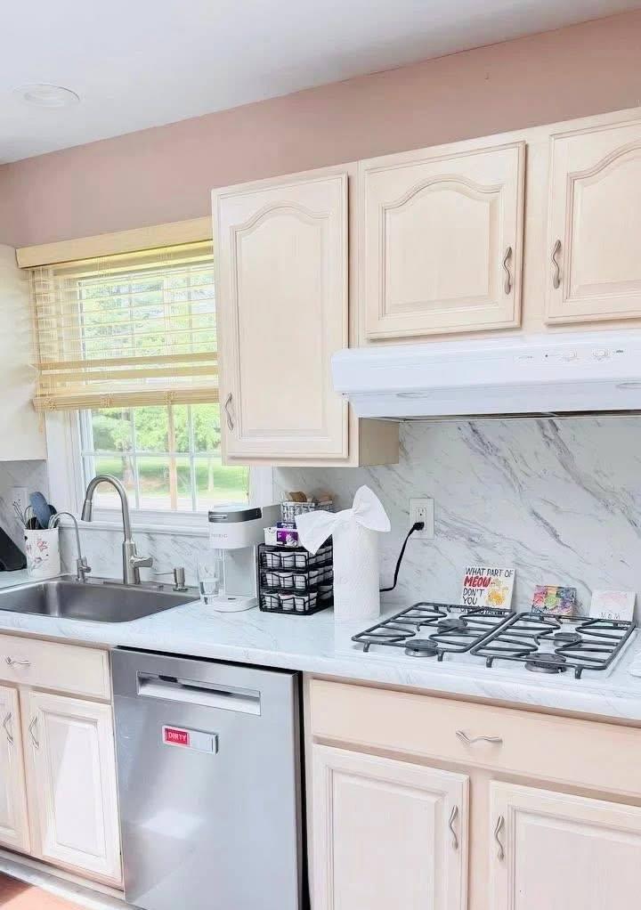 Kitchen countertops and gas stovetop cleaned and polished